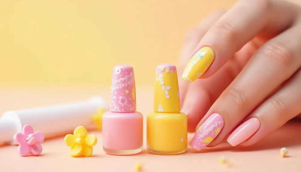 Fröhlich und bunt: Press-On Nails in Gelb und Pink ausprobieren